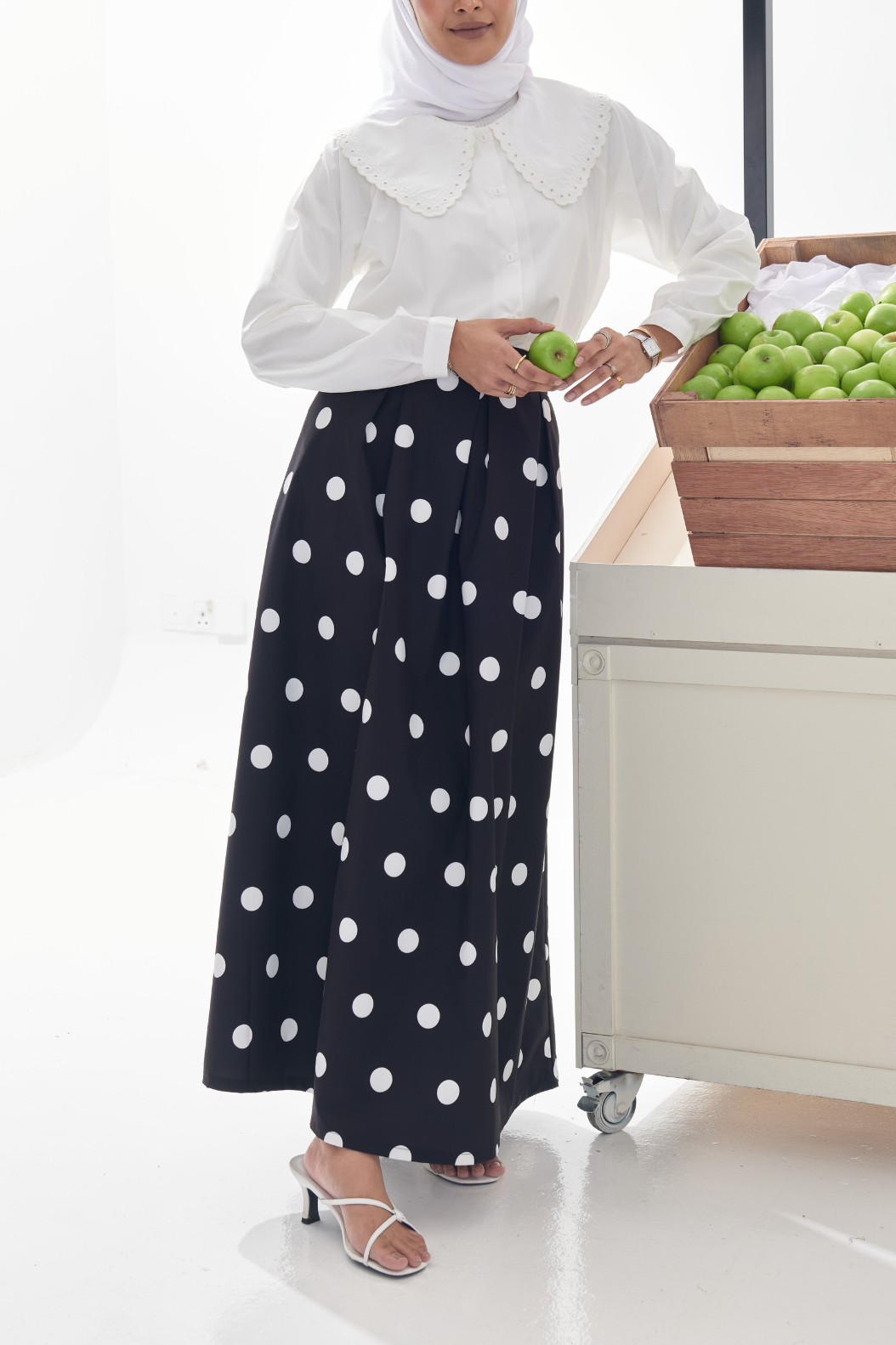 Le Marché Maxi Skirt in Noir Dot