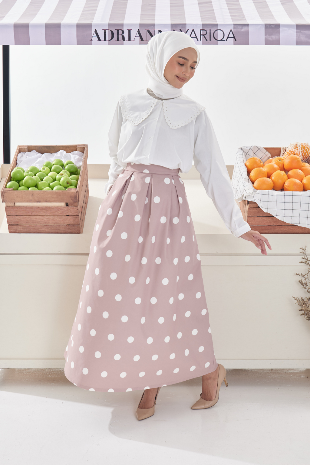 Le Marché Maxi Skirt in Rose Dot
