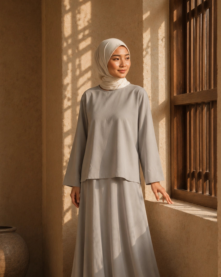 Curated Sahara Two-Piece Tunic Blouse and Maxi Skirt Set