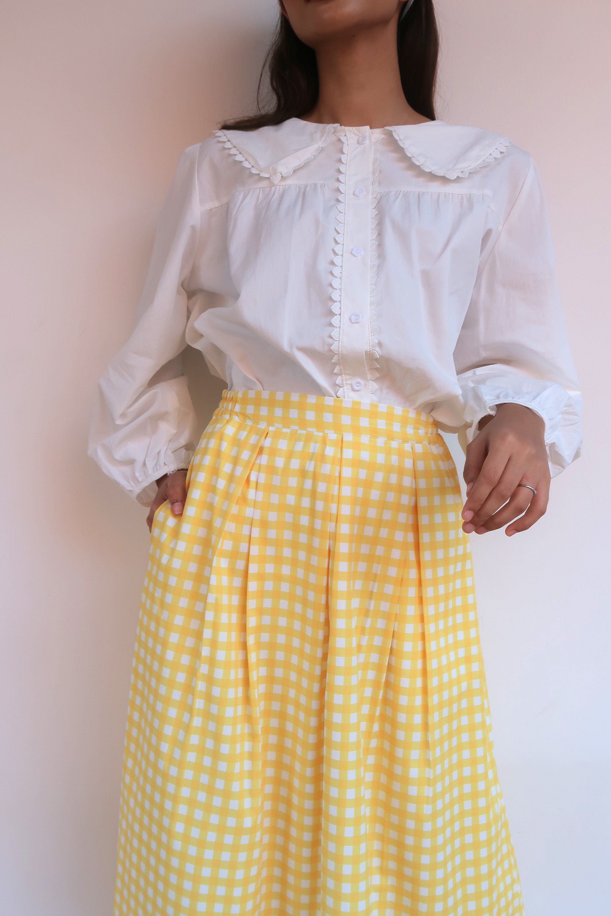 Gingham Maxi Skirt in Yellow