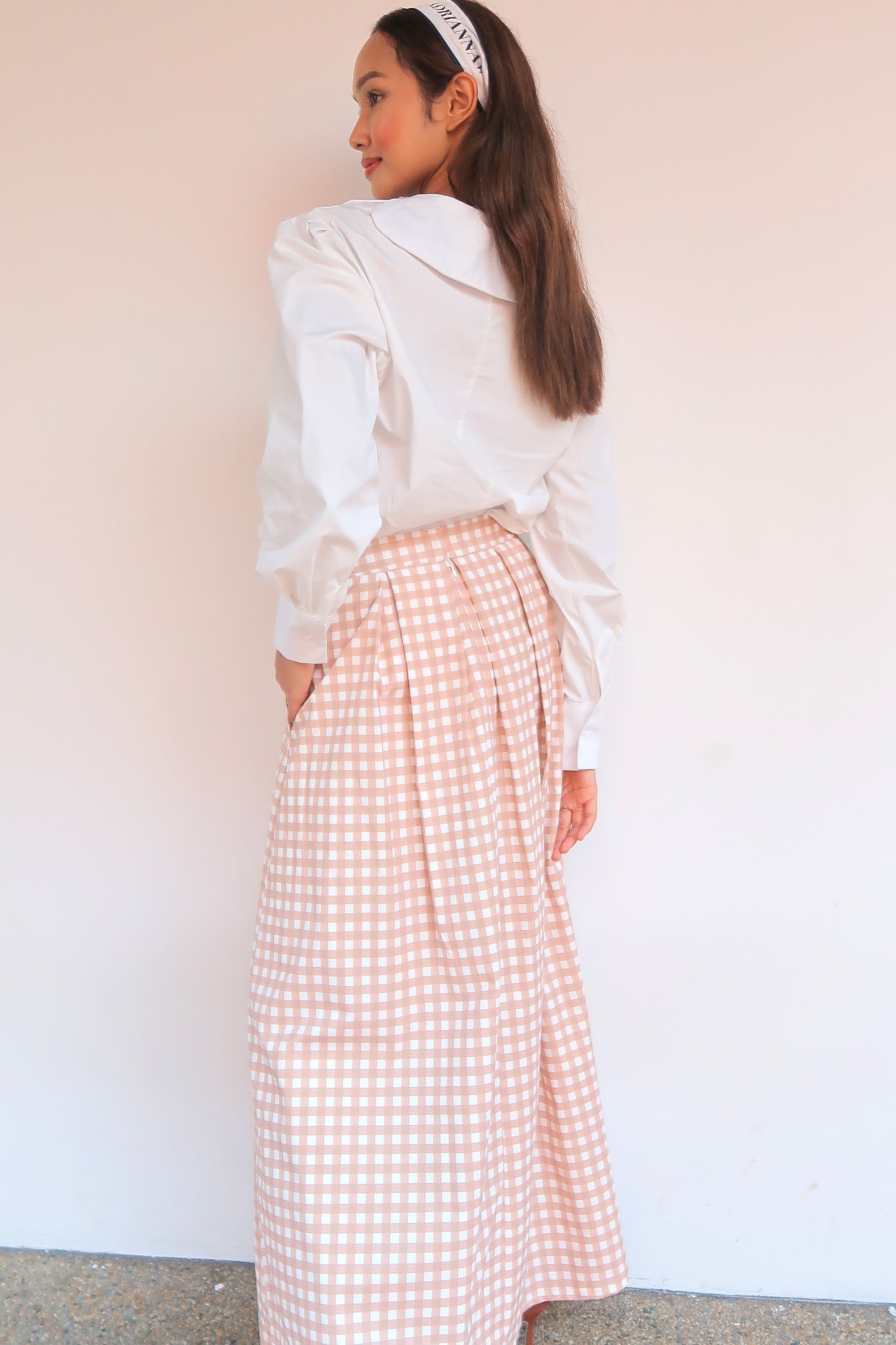 Gingham Maxi Skirt in Dusty