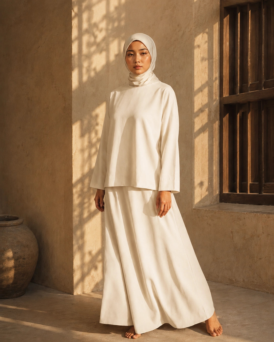 Curated Sahara Two-Piece Tunic Blouse and Maxi Skirt Set