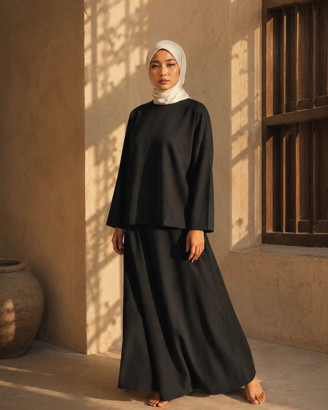 Curated Sahara Two-Piece Tunic Blouse and Maxi Skirt Set