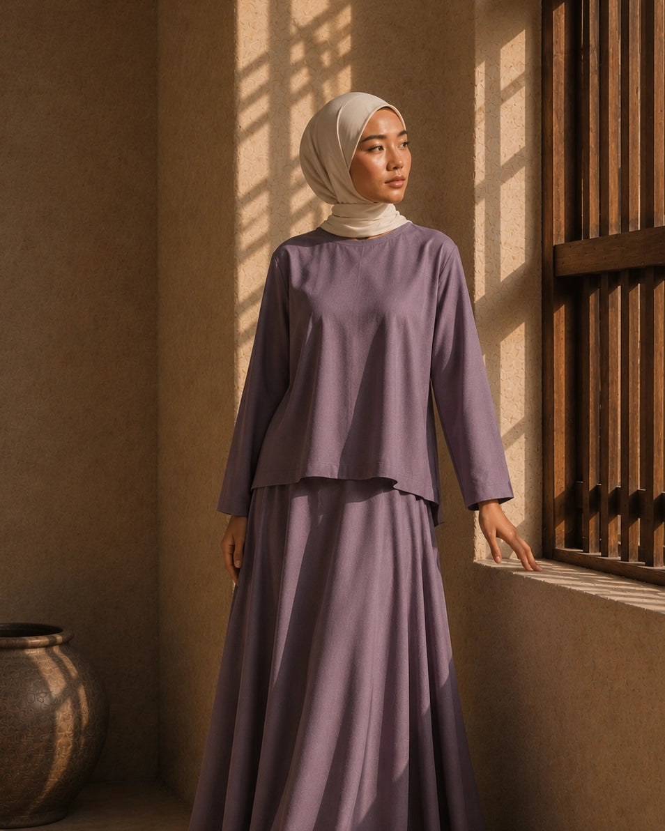 Curated Sahara Two-Piece Tunic Blouse and Maxi Skirt Set