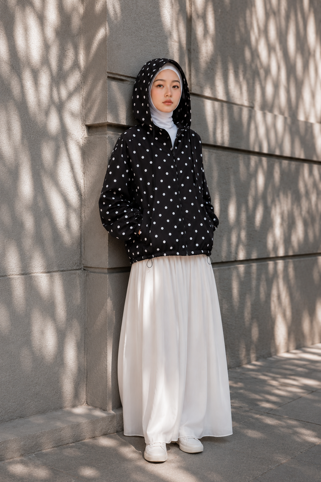 Curated Adrianna Yariqa Polka Hoodie Breeze Jacket