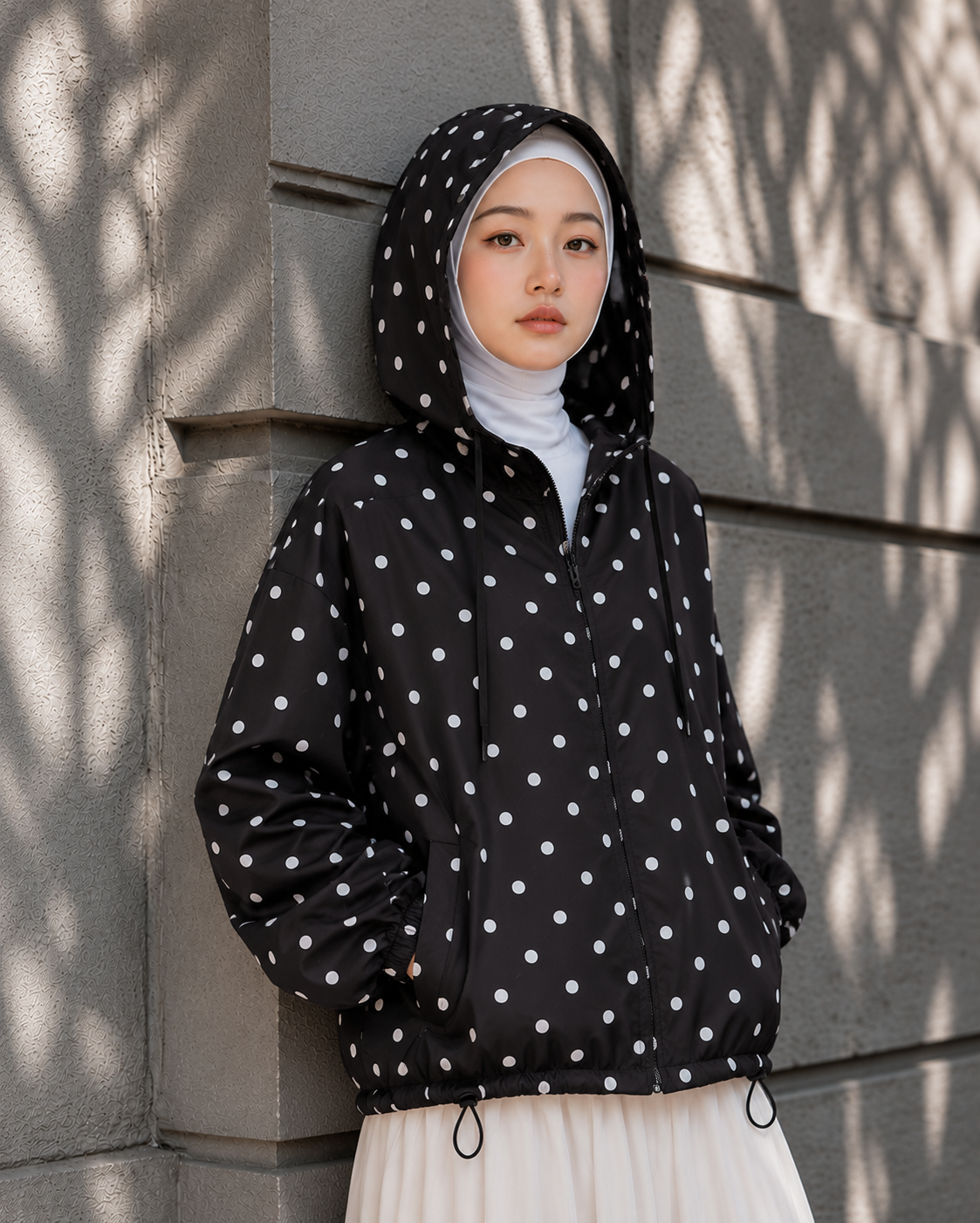 Curated Adrianna Yariqa Polka Hoodie Breeze Jacket