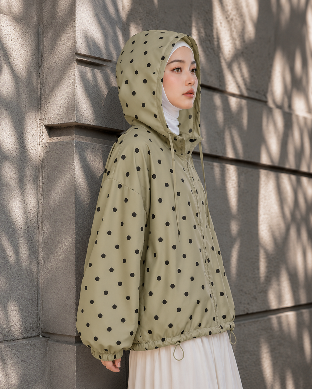 Curated Adrianna Yariqa Polka Hoodie Breeze Jacket