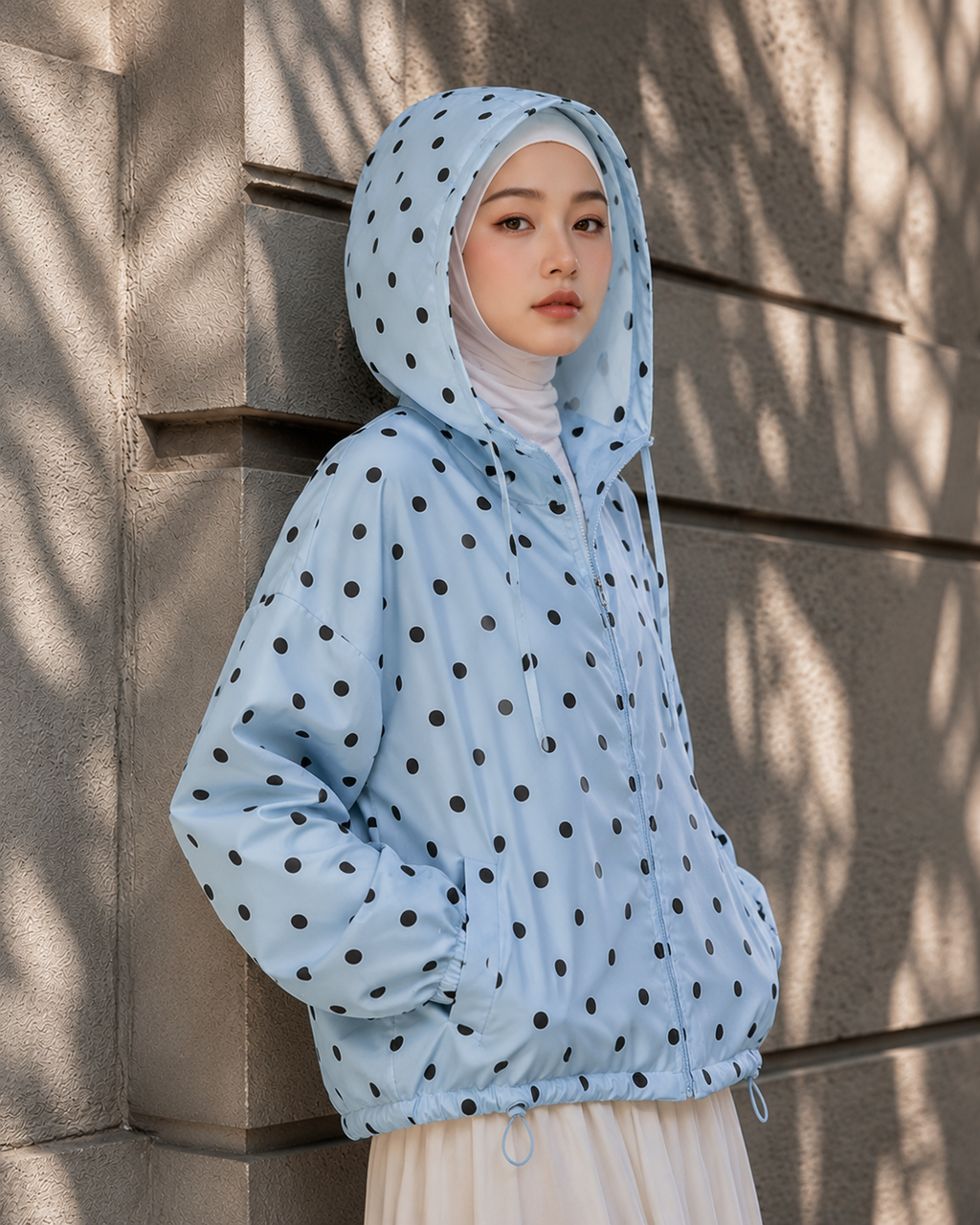 Curated Adrianna Yariqa Polka Hoodie Breeze Jacket