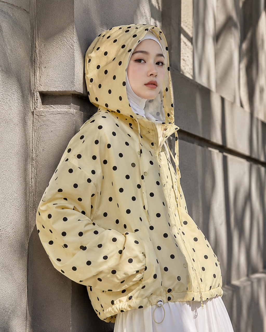 Curated Adrianna Yariqa Polka Hoodie Breeze Jacket