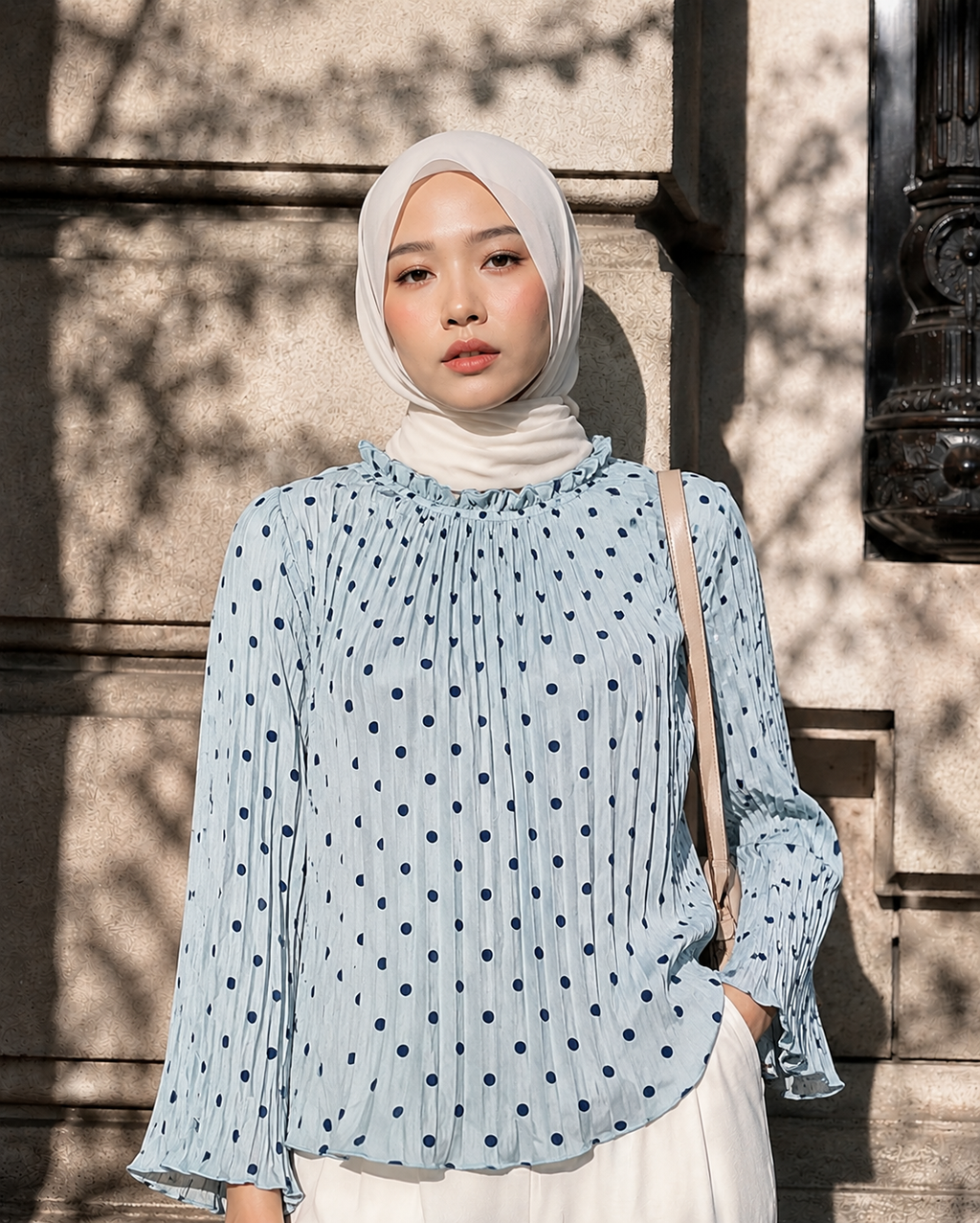 Élodie Polka Pleated Blouse