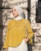 Élodie Polka Pleated Blouse