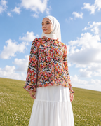 Exclusive Bloom Pleated Top