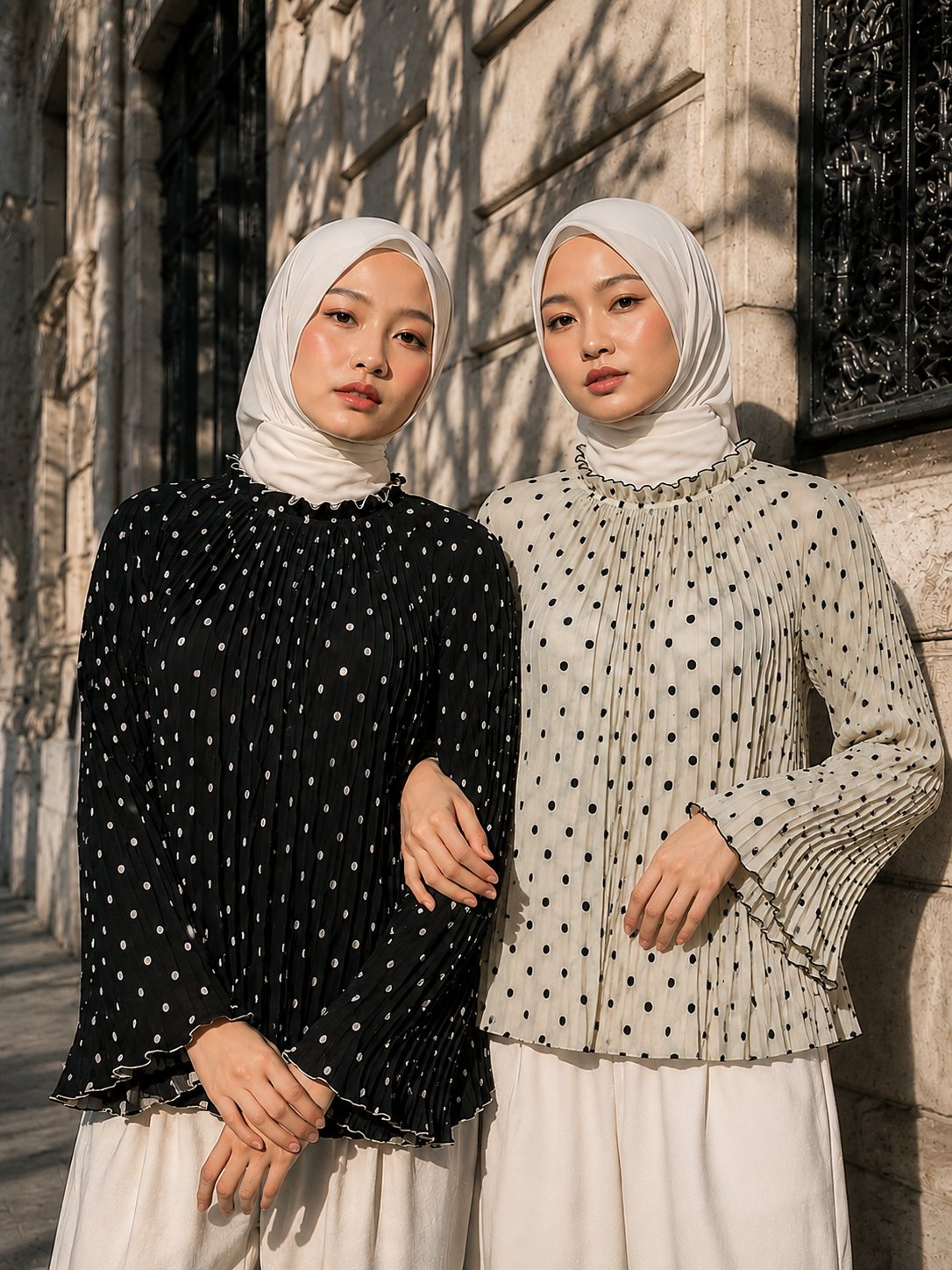 Élodie Polka Pleated Blouse