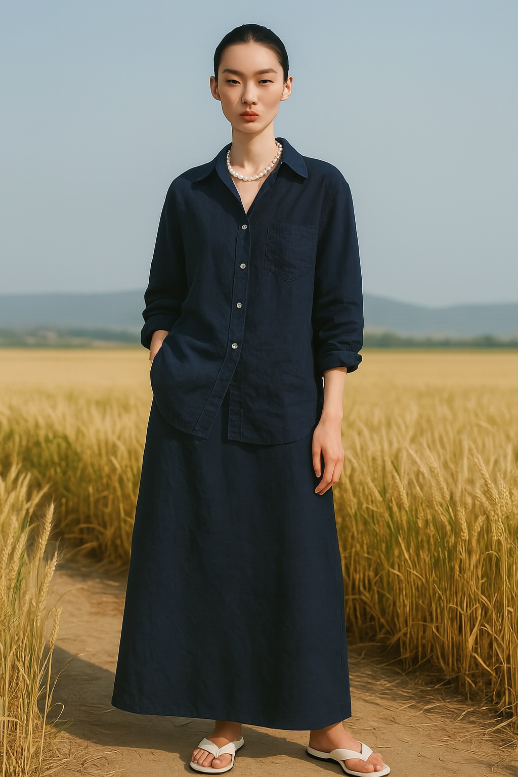 Curated Linen Coord Skirt - Free Size
