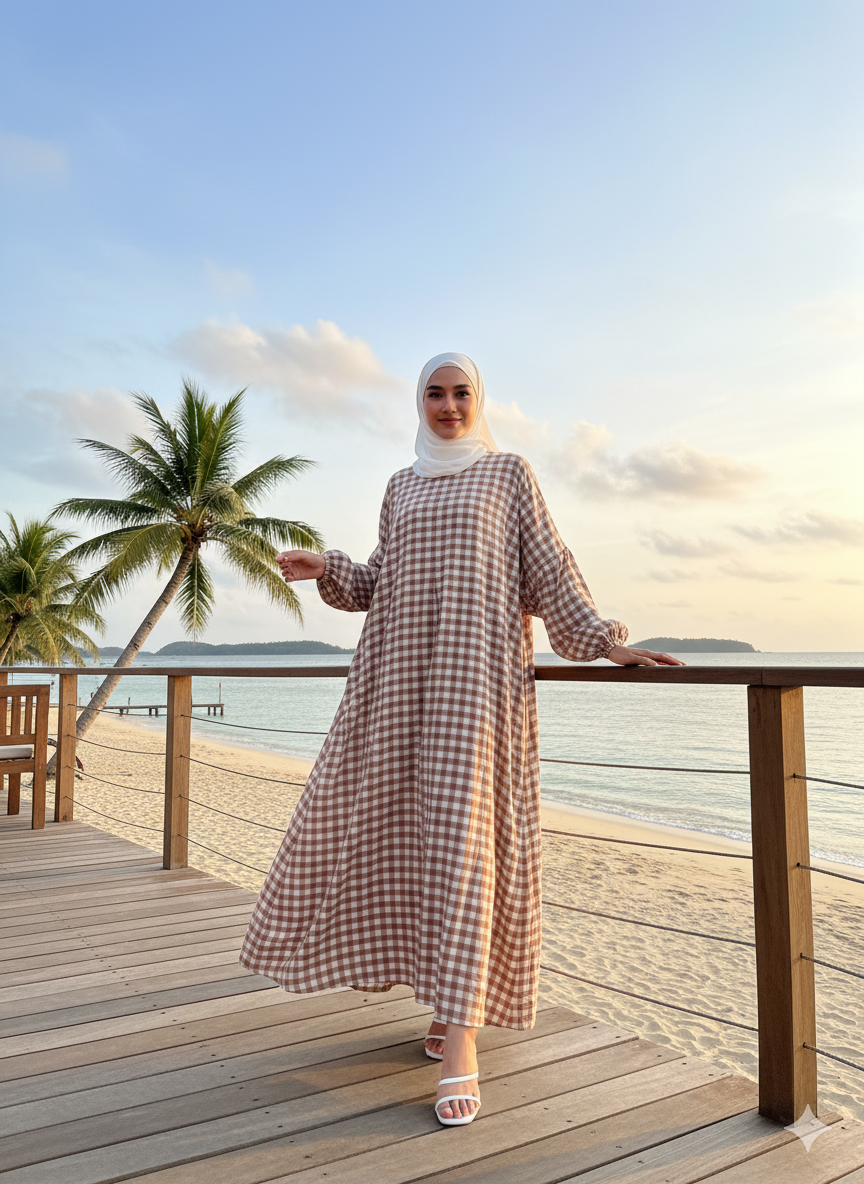 Tropical Checks Loose-Fit Maxi Dress - Available in 6 Colors