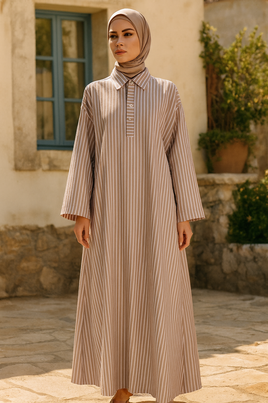 Eterna Long Striped Tunic - Free Size