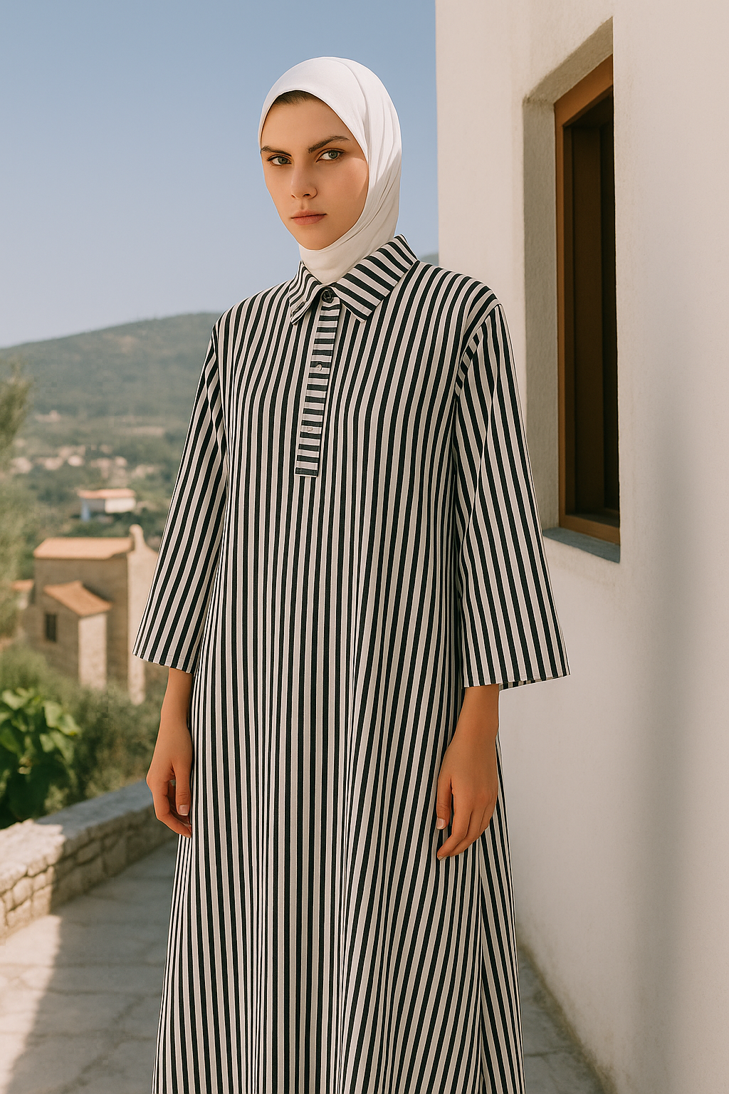 Eterna Long Striped Tunic - Free Size