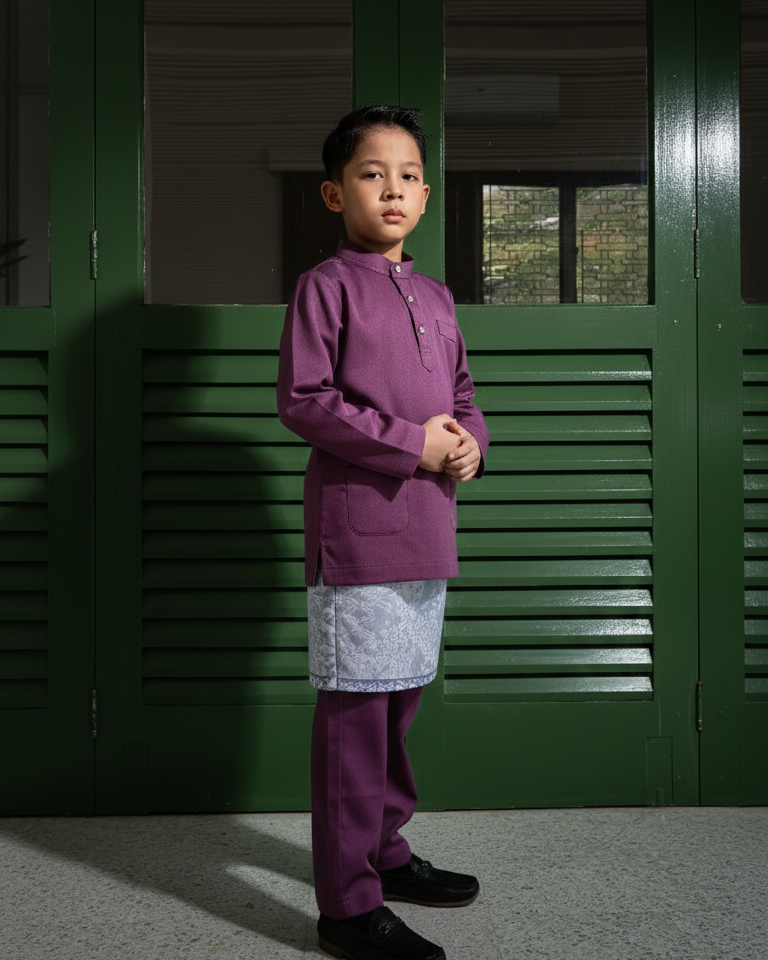 2026 Lebaran Kids Baju Melayu Cekak Musang (Samping Not Included)