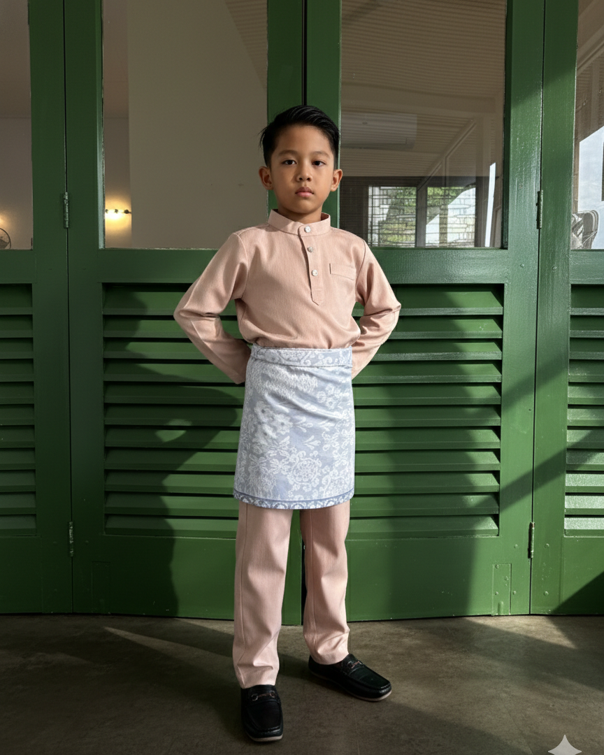 2026 Lebaran Kids Baju Melayu Cekak Musang (Samping Not Included)