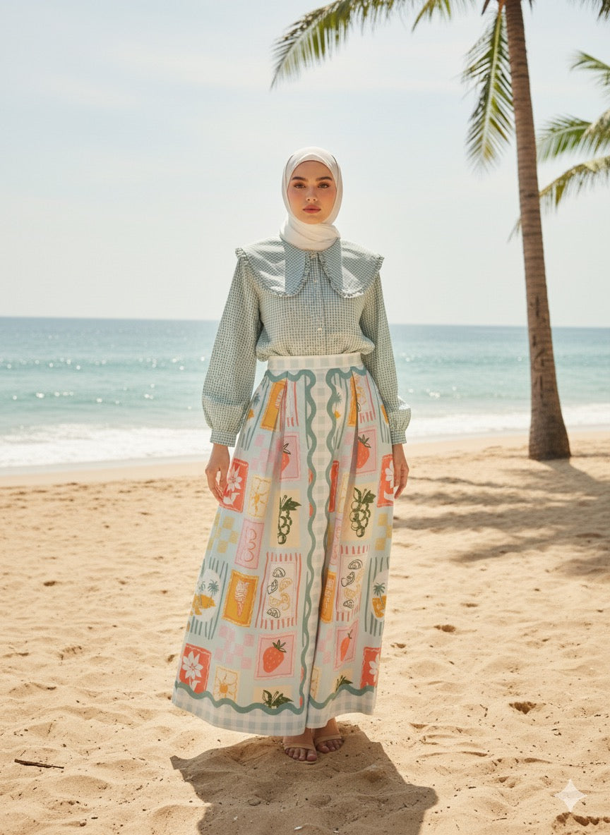 Tropical Checks A-Line Maxi Skirt 2.0