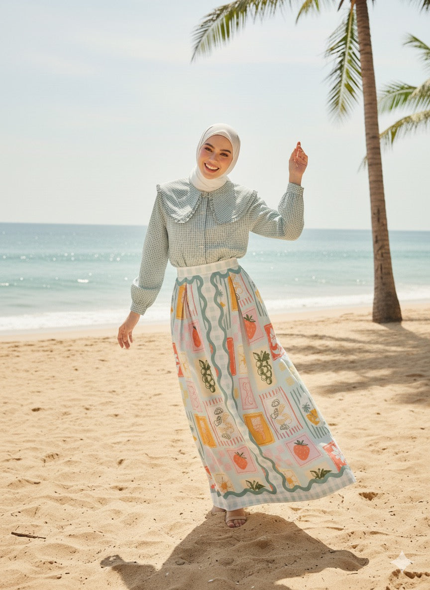 Tropical Checks A-Line Maxi Skirt 2.0