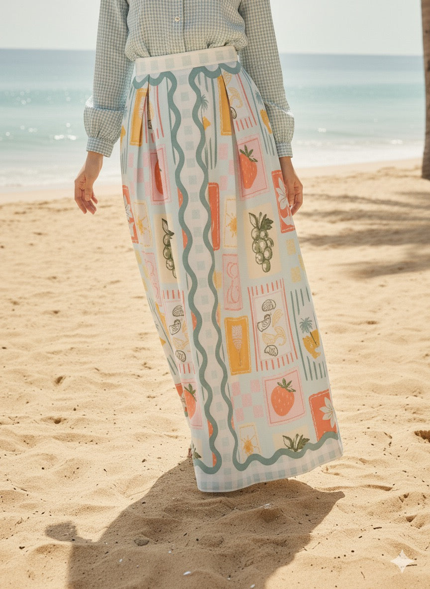 Tropical Checks A-Line Maxi Skirt 2.0