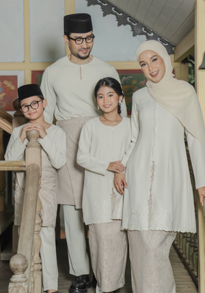 Klasik Raya Melati Girl Pahang Kurung in Beige