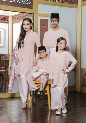 Klasik Raya Kemboja Girl Pahang Kurung in Pink