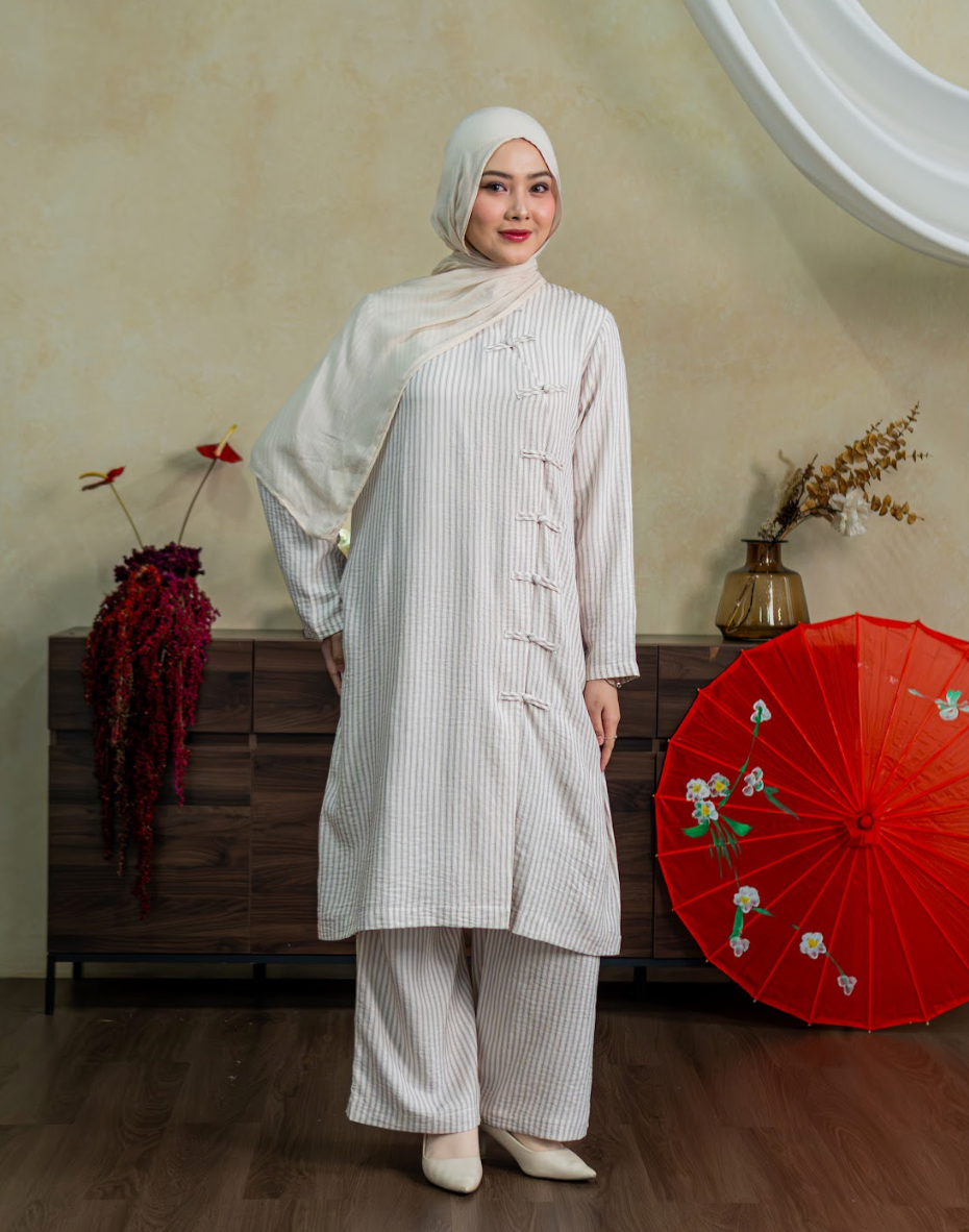 Orient Edit Cheongsam Long Tunic Stripe Set