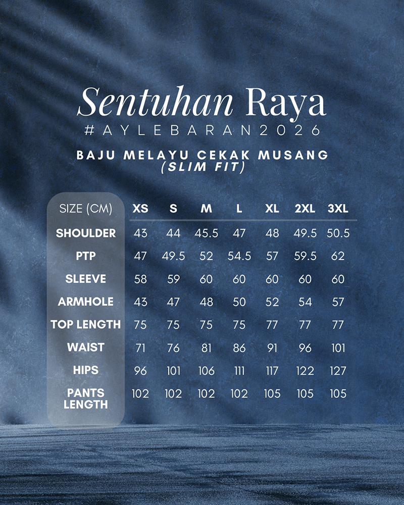 2026 Lebaran Baju Melayu Cekak Musang (Samping Not Included)