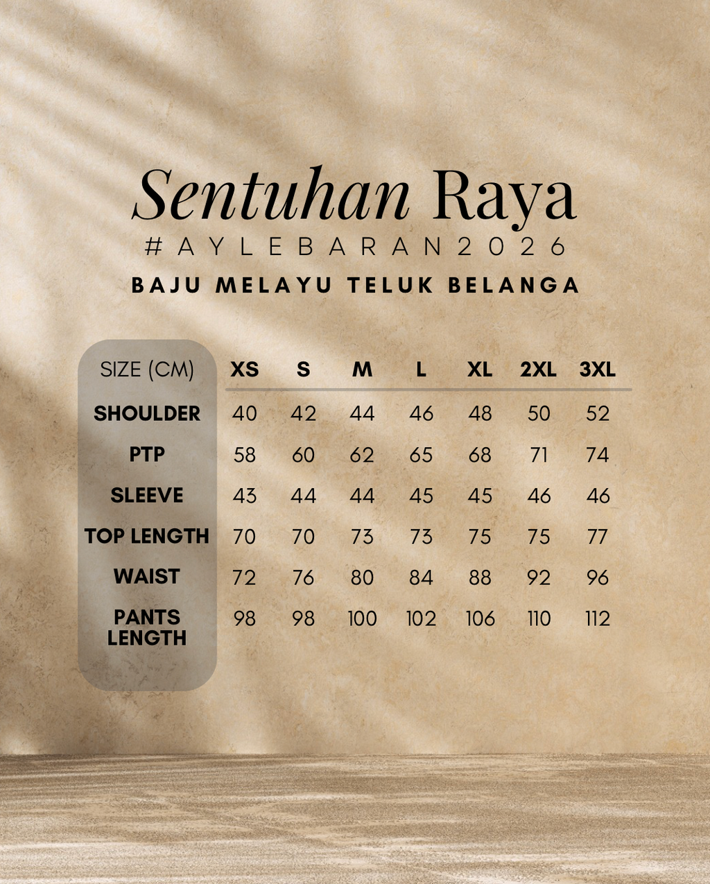 2026 Lebaran Baju Melayu Teluk Belanga (Samping Not Included)