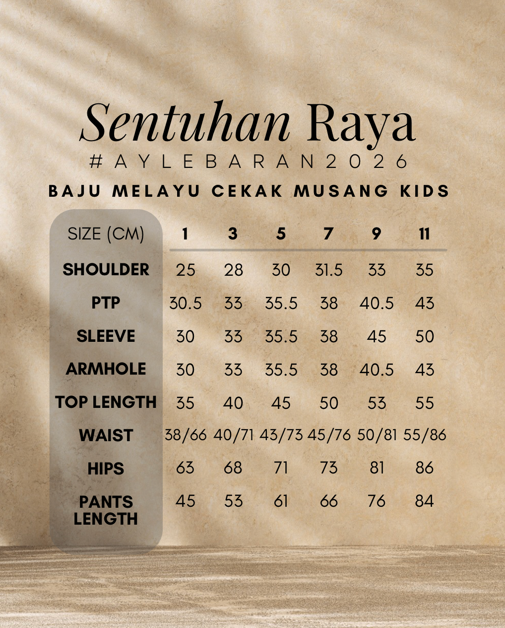 2026 Lebaran Kids Baju Melayu Cekak Musang (Samping Not Included)