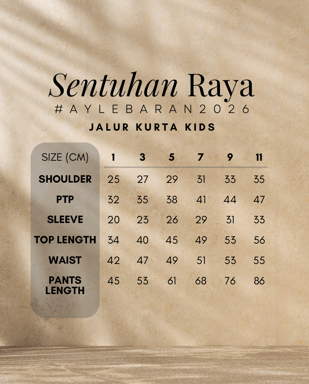 2026 Lebaran Kids Jalur Kurta Top / Pants