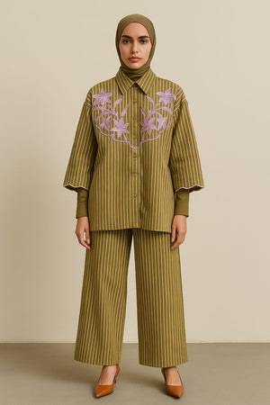 Botanical Stripes Co-ord Set - Available in 7 Colors