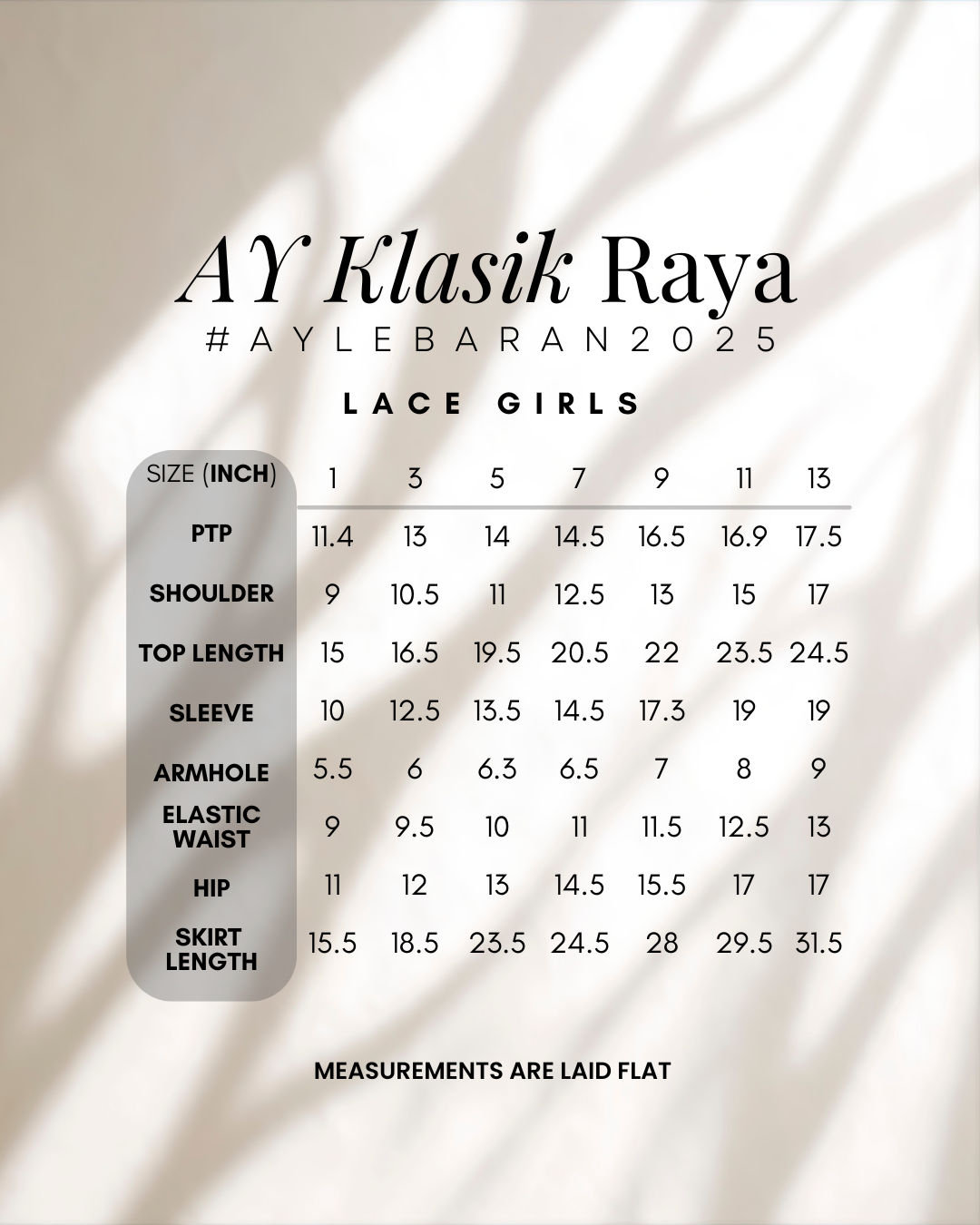 Klasik Raya 2025 Girl Lace Kurung Series